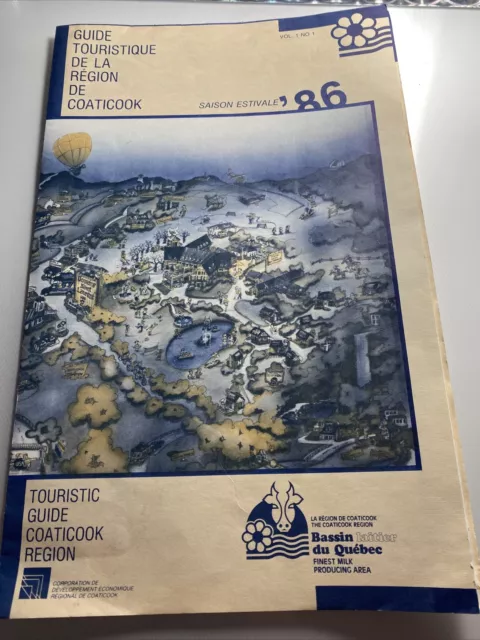 Vintage St. Map ￼ and Guide of Coaticook Canada  stmap 1986 Abz