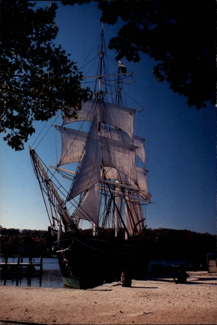 Connecticut Mystic Seaport Charles W Morgan masted ship ~ 1991 postcard sku379