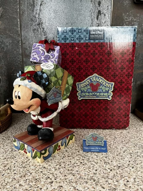 Jim Shore Disney Traditions Mickey Mouse Gifts Here Comes Old St. Mick Figurine