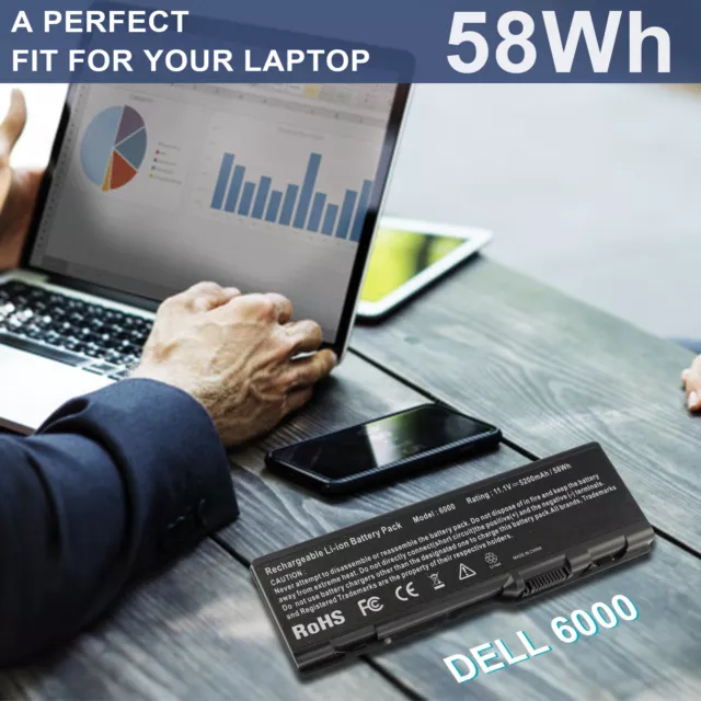 6 Cells Battery for DELL Inspiron 6000 9200 9300 9400 E1705 XPS M170 M1710 58Wh