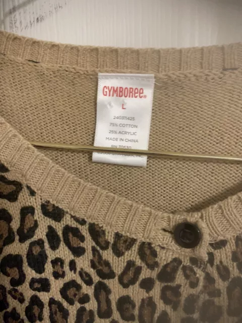 Gymboree GLAMOUR KITTY Leopard Sweater Cardigan Top Mom LARGE 2