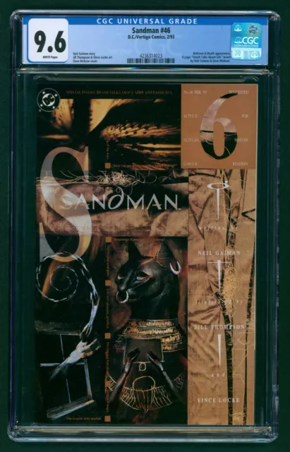 Sandman #46 (DC / Vertigo, 1993) CGC 9.6 White!  Neil Gaiman! Delirium & Death!