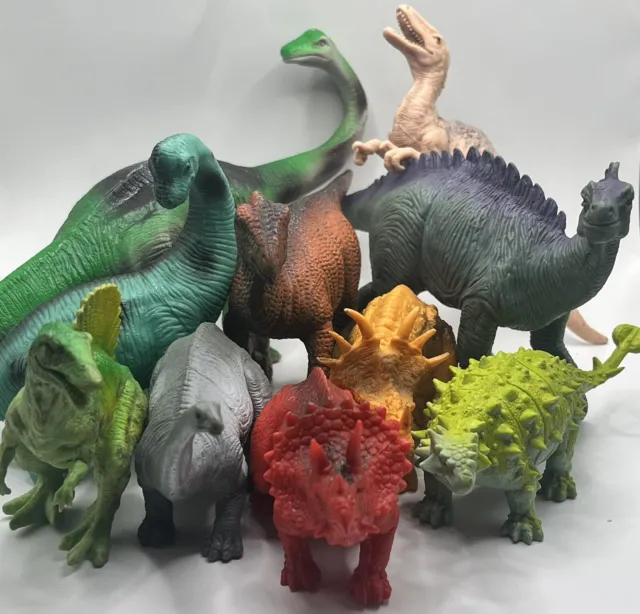 Vintage Dinosaur Toys Greenbrier DG Jarv Lot Of 10 Hard Plastic