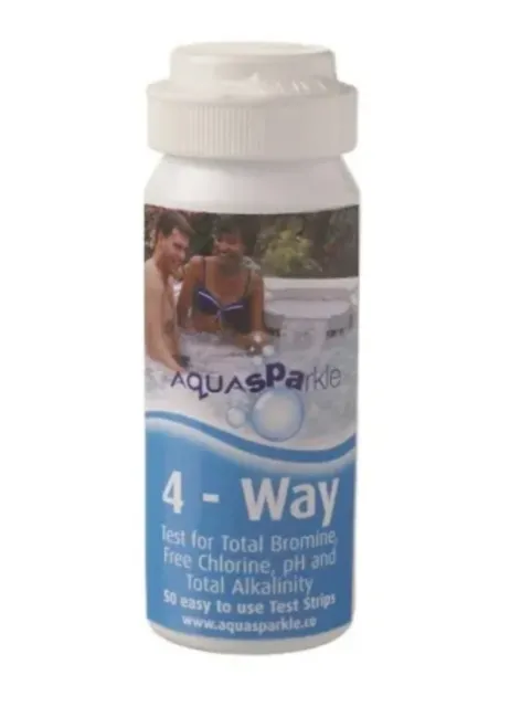 AquaSparkle 4 Way Test Strips(50) for Hot Tubs & Swimming Pools-Chlorine Bromine