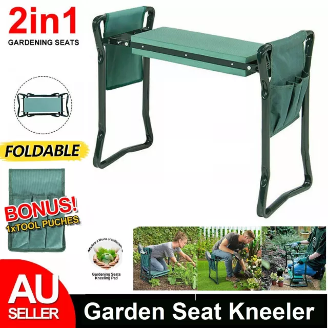 Garden Kneeler and Seat Thickend Soft Pad Foldable Garden Stool Pouch Knee Pad