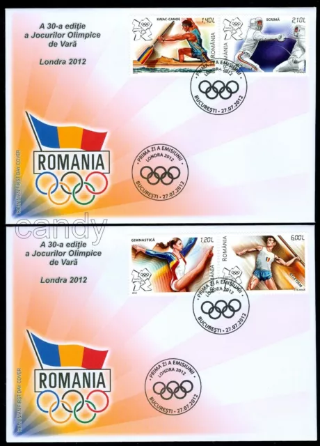 2012 London Olympics,Fencing,Gymnastics,Kayak-canoe,Javelin,Romania,Mi.6636,FDC