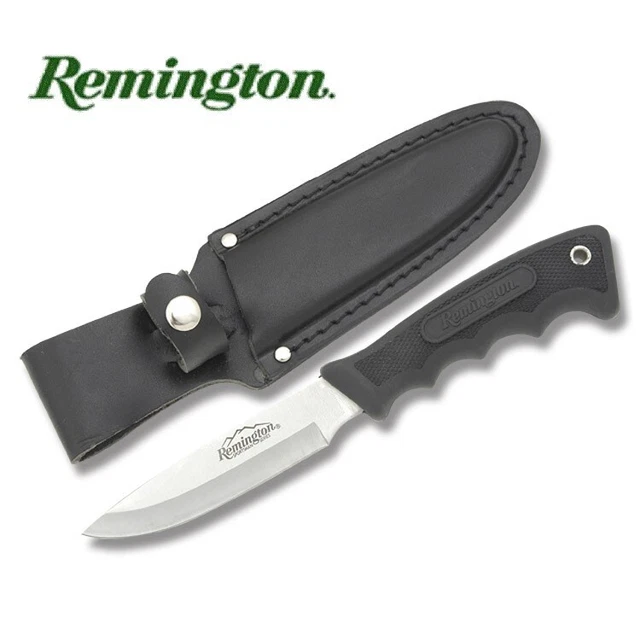 REMINGTON HUNTING KNIFE Drop Point Blade with Black Leather Belt Sheath