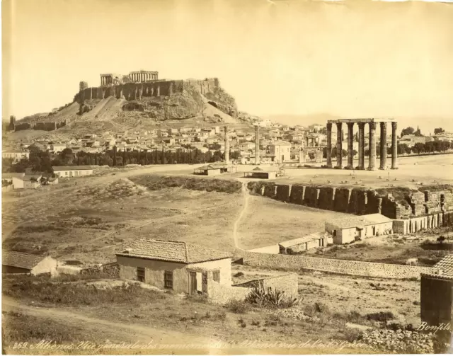 Bonfils. Grèce, Athènes, Vue générale des monuments  Vintage albumen print. Féli