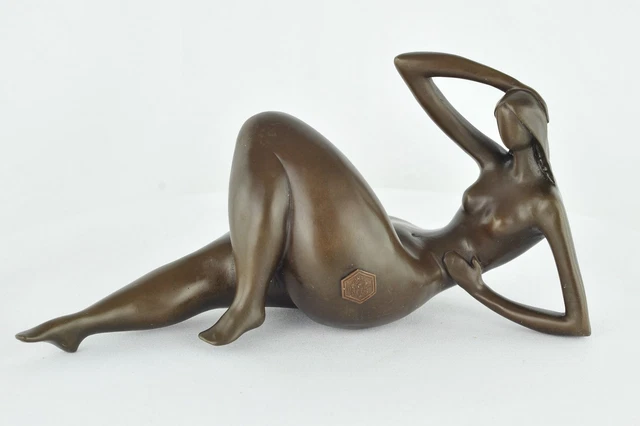 Estatua Bailarín Sexy Pin-up Art Deco Estilo Art Nouveau Estilo Bronce sólido 2