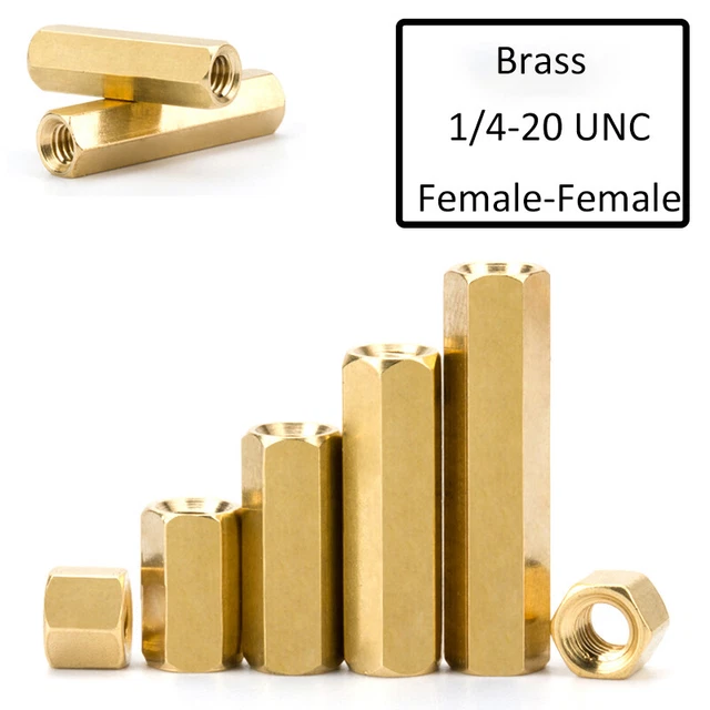 1/4-20 UNC Brass Hex Studs Female - Female Threaded Standoffs Support Spacer