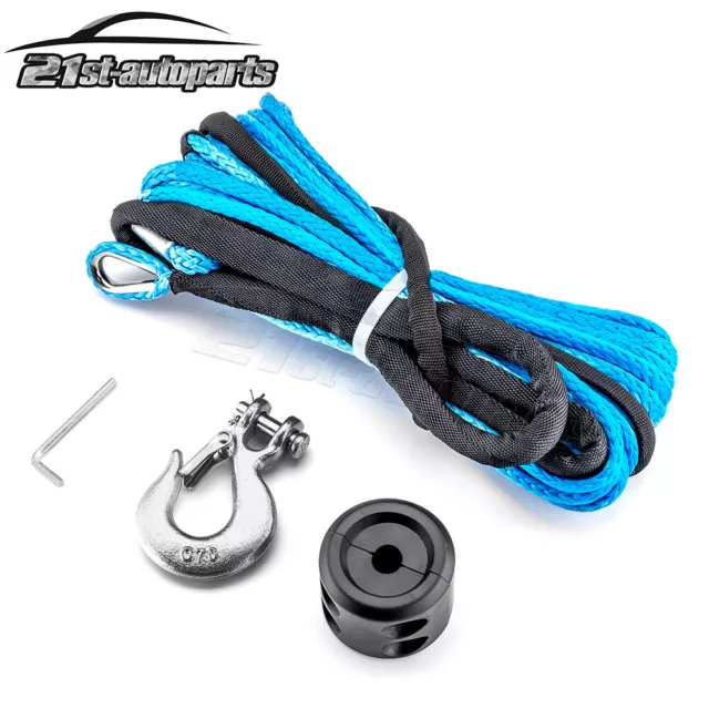 3/16" x 50' Synthetic Winch Cable Rope Winch Hook Stopper For ATV UTV 7000LBS