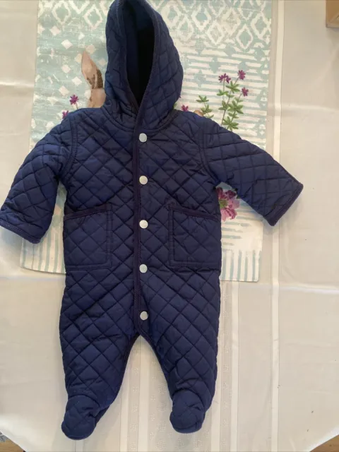 Polo Ralph Lauren Baby Boy Quilted Snow Suit Bunting Size 3 Months Navy Blue