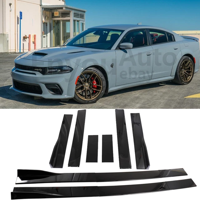 86.6& FOR DODGE Challenger R/T Scat Pack Glossy Black Side Skirts