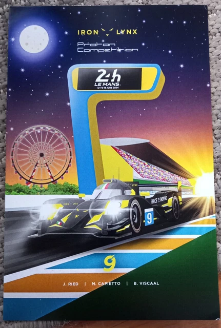 24 HEURES DU MANS 2025 CARD IRON LYNX PROTON #9 20.5x15 24H00 DEDICACEE POKEMON
