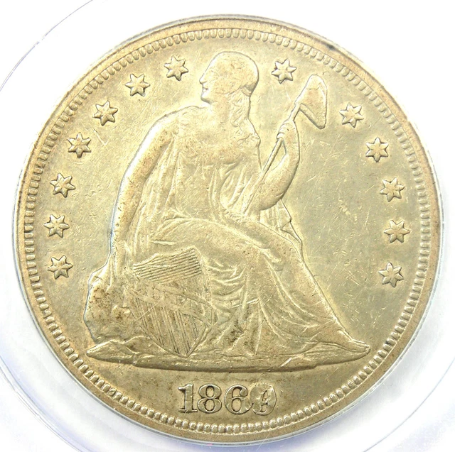1869 Seated Liberty Silver Dollar $1 - Certified ANACS XF40 Detail - Rare Date!