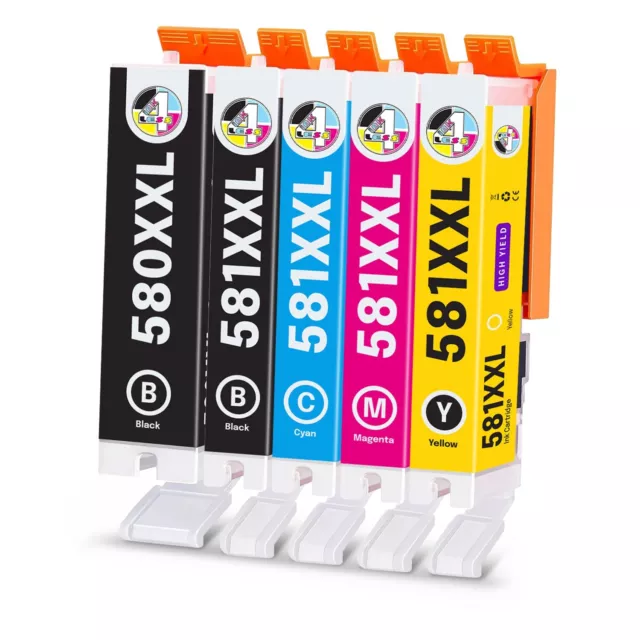 1 Set (5 Pack) Ink Cartridges Canon XXL Inks 580 581 for Pixma TS705a TS705