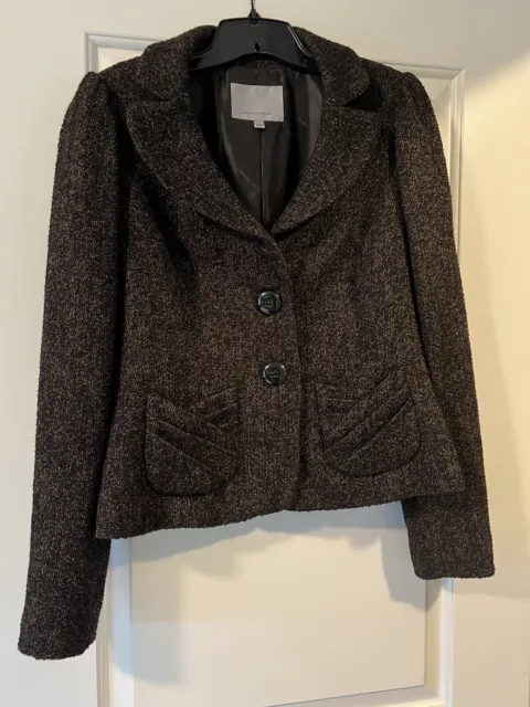 Classiques Entier Women’s wool blend blazer brown/black single breasted size 8