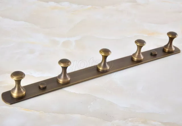 Antique Brass Wall Mounted Coat Rack Hat Clothes Hanging Hanger Robe Holder Rail