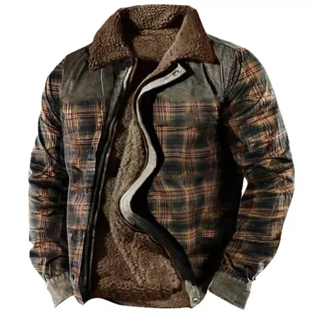Mens Fleece Lined Cotton Jacket Coat Full Zip Outwear Winter Warm Sweatshirt Top
