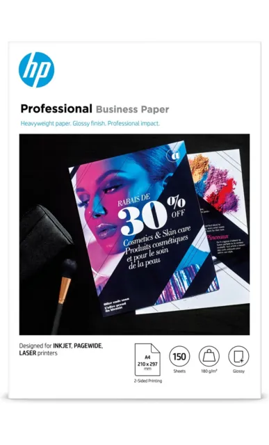 HP 3VK91A Inkjet and Laser Professional Glossy Business Paper, A4, 180gsm, 150 s