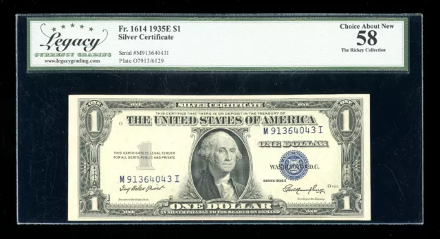 DBR 1935-E $1 Silver Fr. 1614 MI Block Legacy 58 Serial M91364043I
