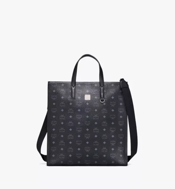 100% Auth New Mcm Medium Visetos Black Klassik Visetos Tote Messenger Tote Bag