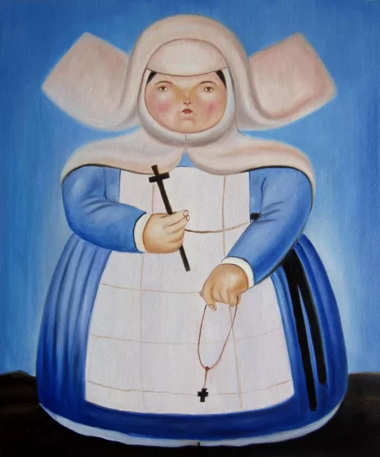 20x24 inches Rep. Fernando Botero stretched Oil Painting Canvas Handmade Art 128