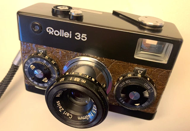 Rollei 35 Black Original Carl Zeiss Braunes Leder Brown Hertie  Near Mint (1,5V)