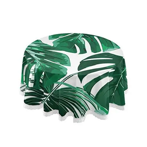 Tropical Palm Monstera Leaf Round Table Cloths for Home Kitchen Restaurant Di...