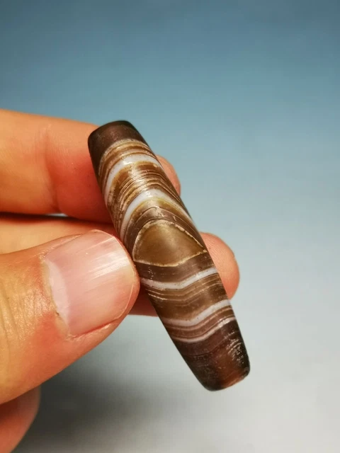 Precious Tibetan Natural Agate Dzi Line Bead Pendant 47mm Da8