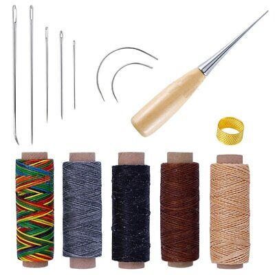 14 piezas de cuero artesanal herramientas de costura a mano punzón hilo hágalo usted mismo línea de cera conjunto