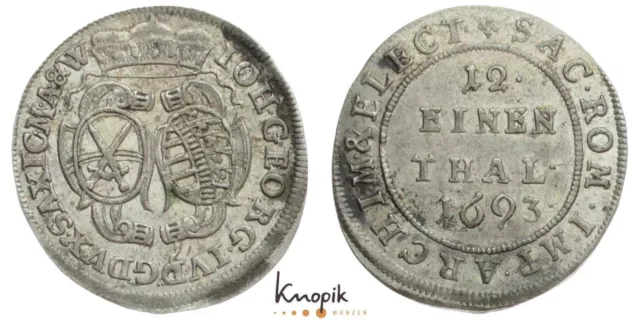 Sachsen, Johann Georg IV., 1/12 Taler 1693, Leipzig, Kohl 332, 3,30g., ss-vz