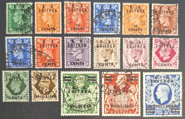 Eritrea/British Administration 1950, set of 17x Stamps Schd. Used