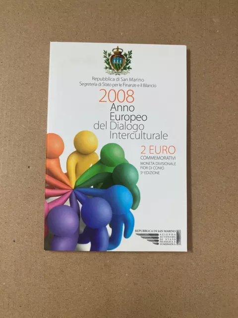 San Marino 2 Euro Gedenkmünze 2008 Dialog mit Folder Blister in Kapsel