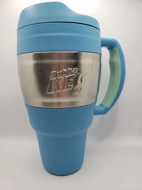 Bubba Keg 34 oz - Insulated Light Blue Travel Mug w Chrome + Flip-Top Lid