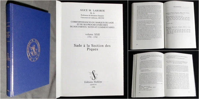 A-M LABORDE. VOL-22 Correspondance du Marquis de SADE. 1996. EO +Envoi