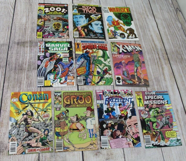 Mixed Lot of 10 1980s Marvel Comic Books X-Men GI Joe Spiderman Star Trek Conan