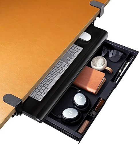 HUANUO Keyboard Tray Pull Out Drawer Under Desk - Keyboard Tray Under Desk Sl...