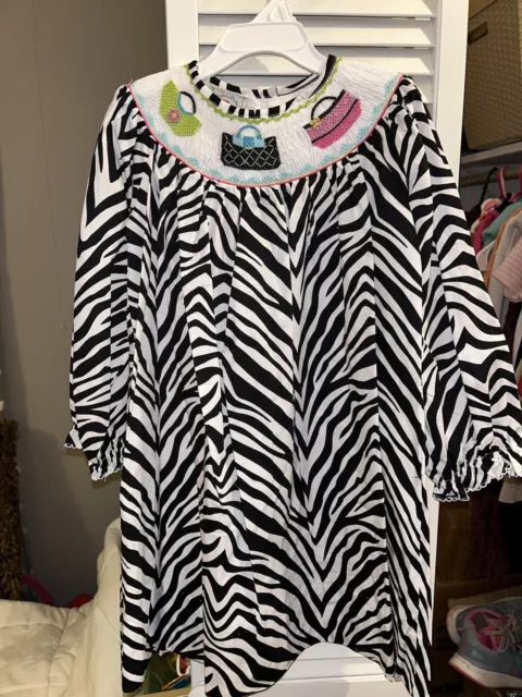 Toddler Girls Marmellata Zebra Print Smocked Purses Dress Size 4T