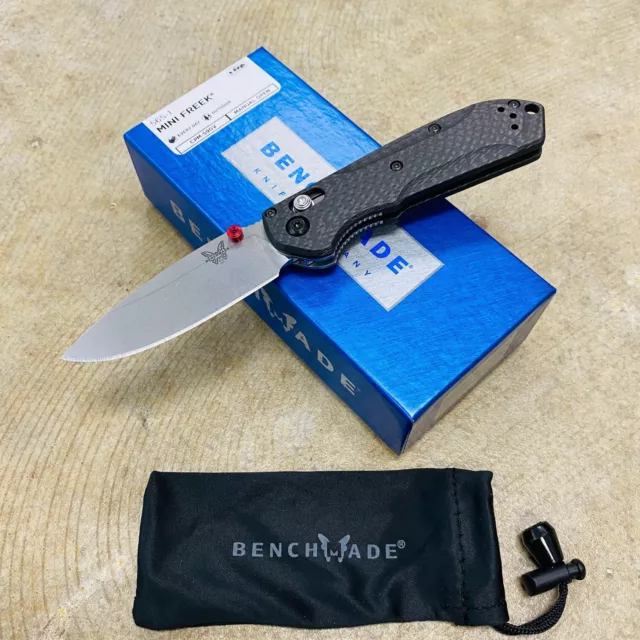 Benchmade 565-1 Mini Freek 3" Stonewash AXIS Lock Knife Carbon Fiber S90V Knife