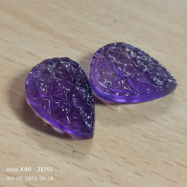 Natural Purple Amethyst Doublet gemstone carved flower loose gemstone 23×16×7mm