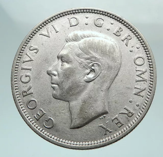 1941 Great Britain United Kingdom UK GEORGE VI Silver Half Crown Coin i80100