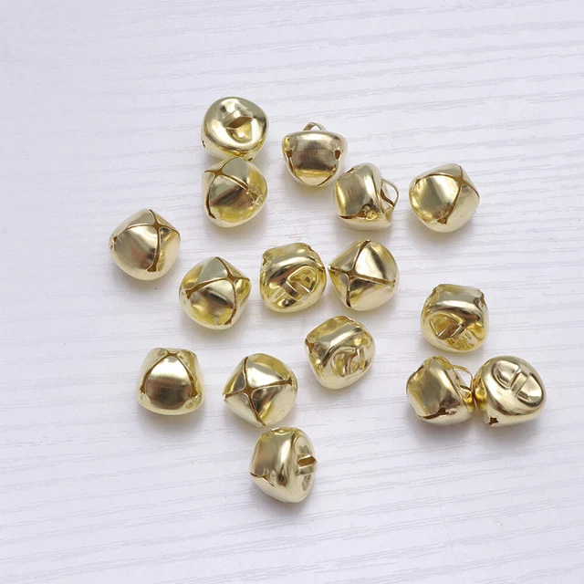 100 piezas Navidad Cruz Dorada Jingle Bell Metal Encantadoras Campanas Joyería
