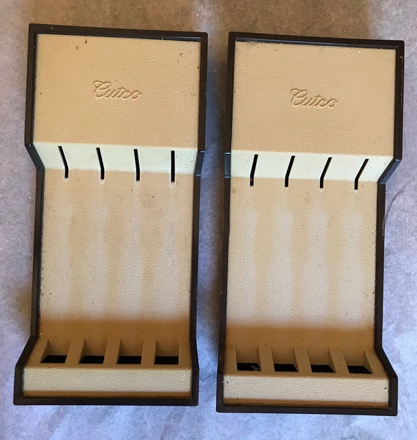 2 Vtg CUTCO Table Knife Rack Holder Drawer Block Wall Mountable Vtg Steak