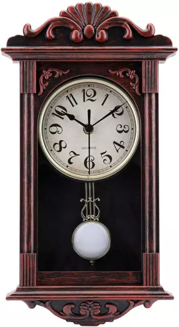 Pendulum Wall Clock Retro Quartz Decorative Battery Operated Wall Clock for Liv