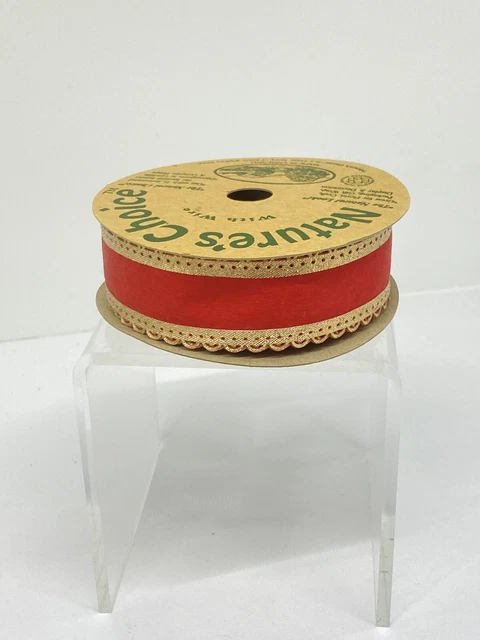 Cinta Oro Rojo 1"" X 10 Yardas Naturas Elección Inglaterra Reciclado Navidad Cableado
