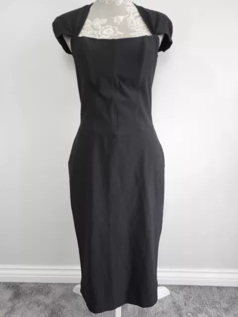 Morgan de Toi Dress Size UK 12 Black Scuba Stretch Pencil Midi