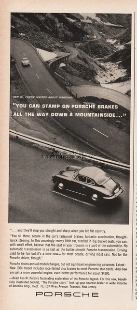 1964 Porsche 356 Coupe Ken Purdy Quote Winding Mountain Road 1963 Print Ad