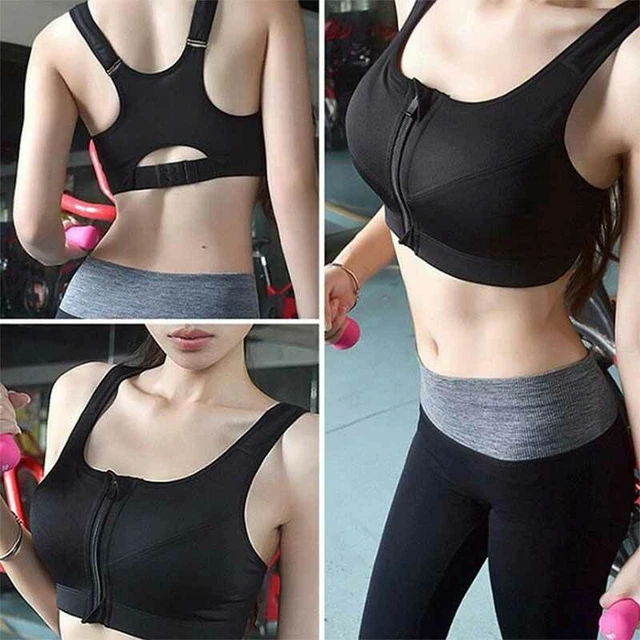 Damen Sport BH Push Up Ohne Bügel Vorderverschluss Fitness Joggen Yoga Bra 4