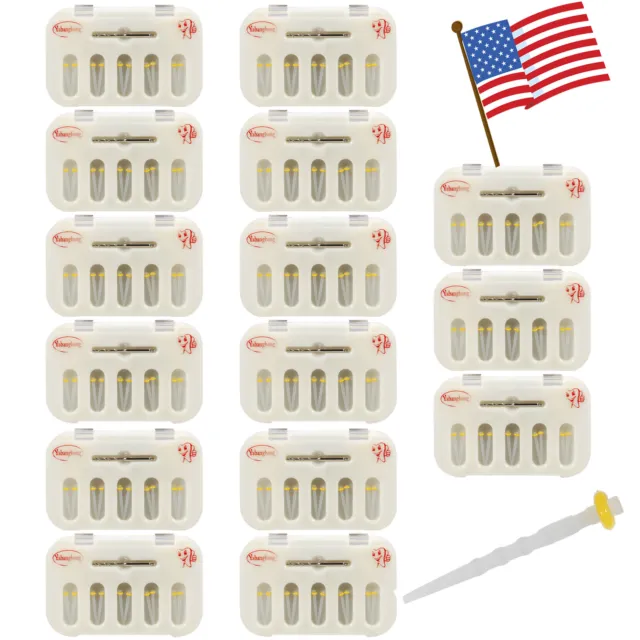15 Boxes Dental Fiber Post Resin High-intensity Screw Thread + 15*Drills Yellow